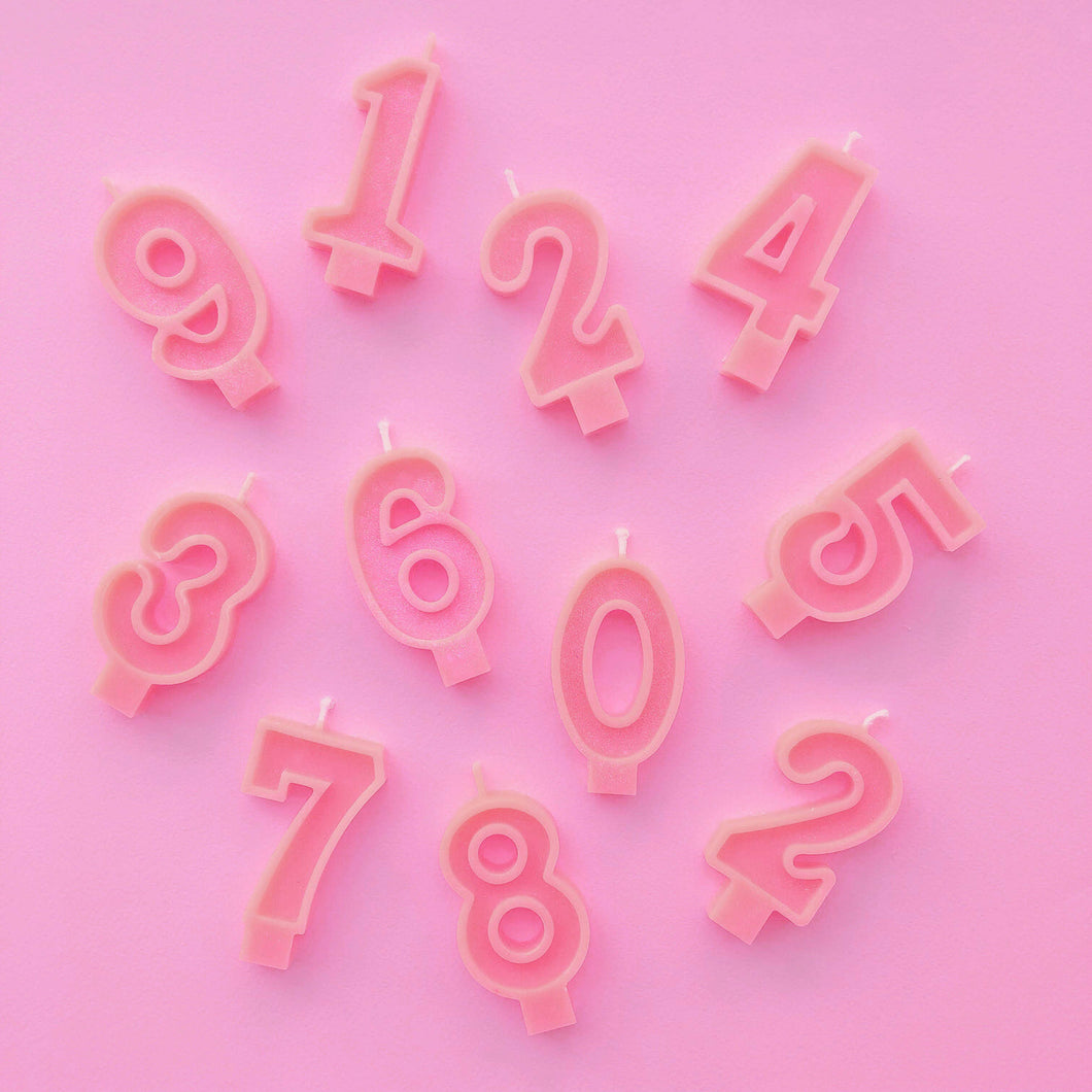 number birthday candle - pink