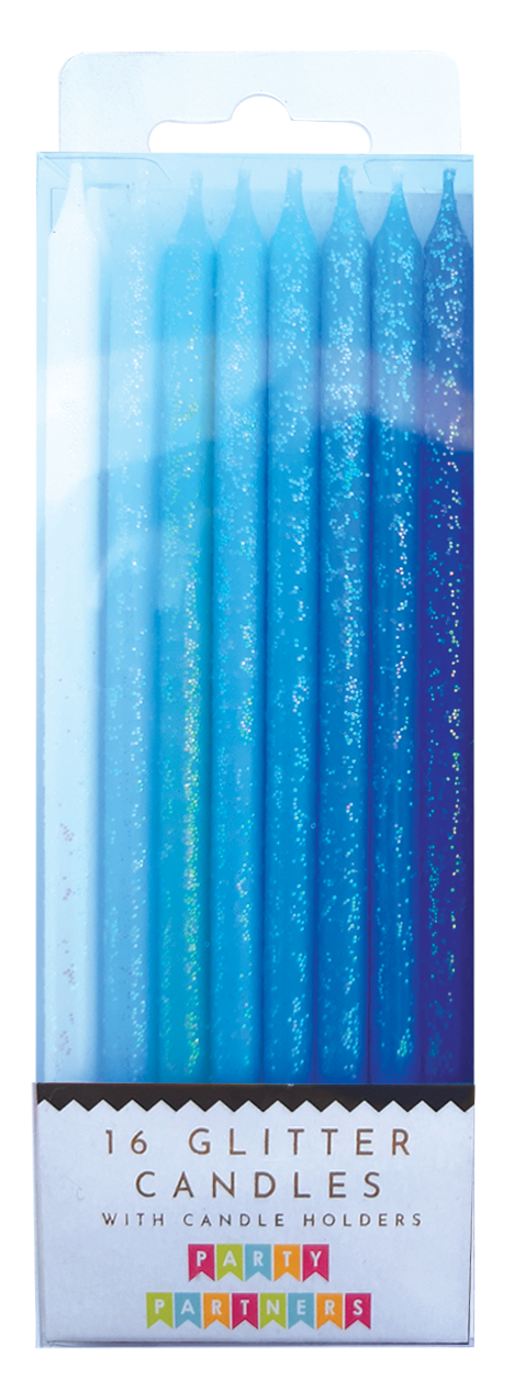 tall blue gradient candles - 16 pack
