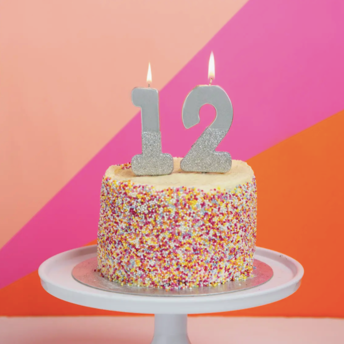 number birthday candle - silver